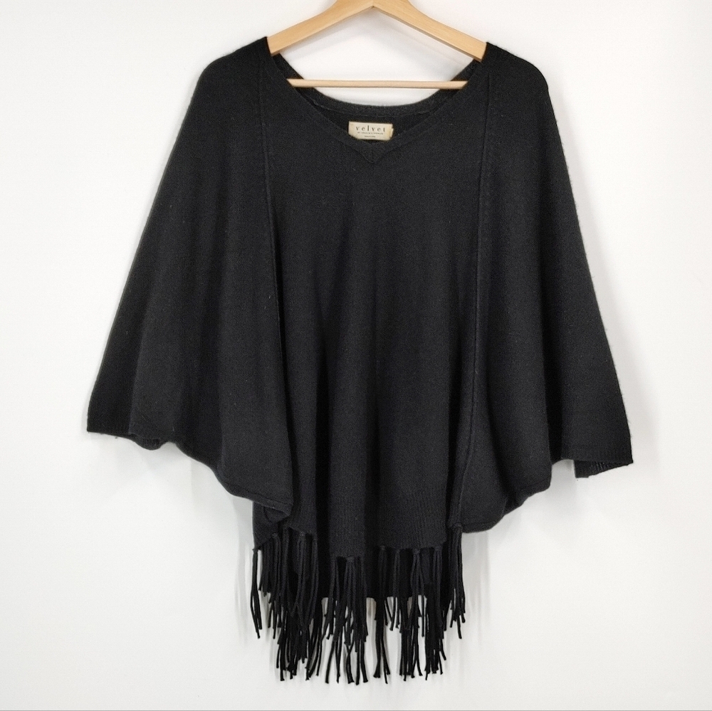 Velvet by Graham & Spencer Cashmere Fringe Poncho